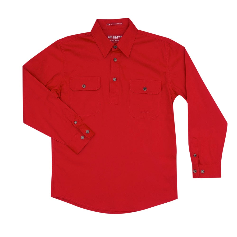 Just Country Boys Lachlan Shirt | Half Button | Chilli