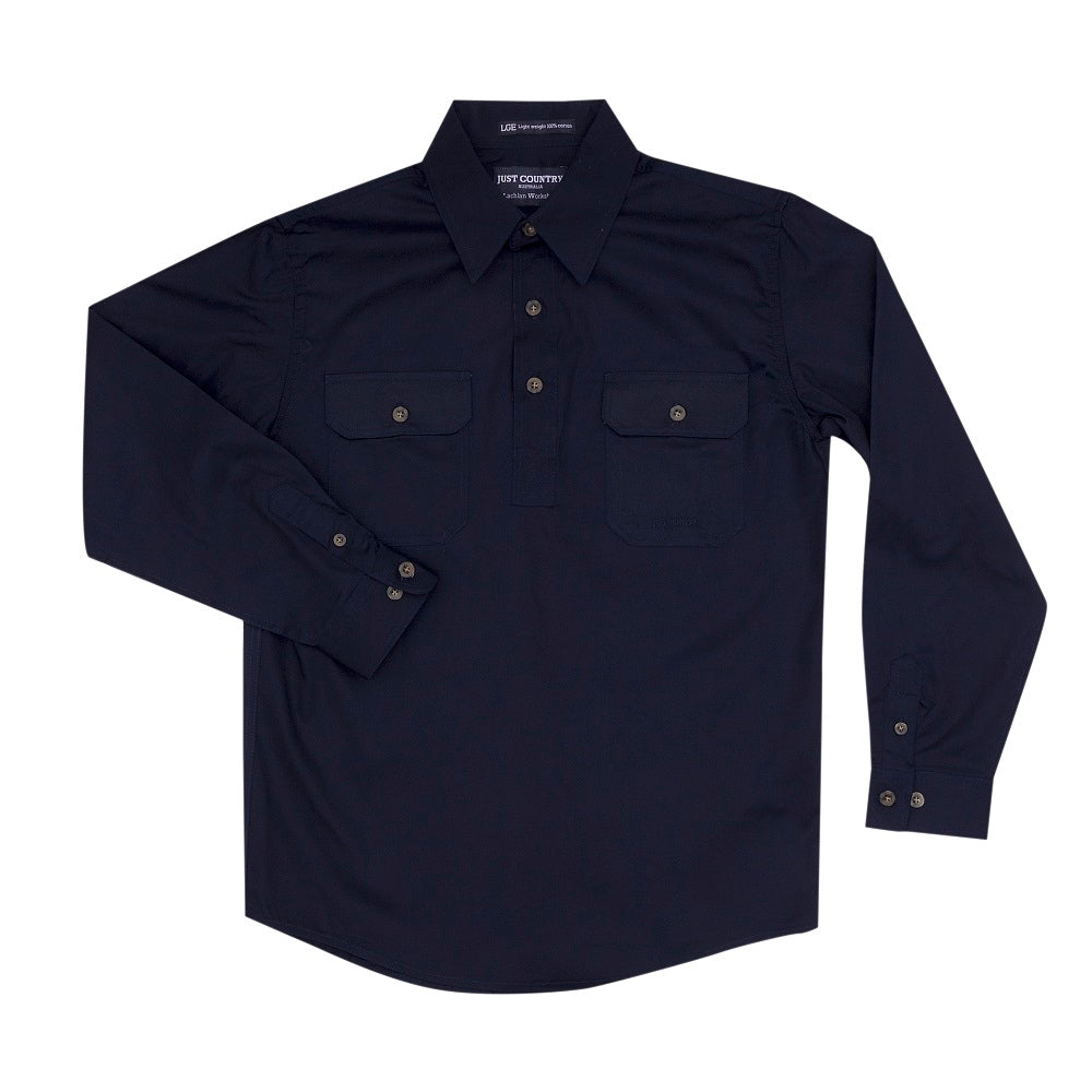Just Country Boys Lachlan Shirt | Half Button | Navy