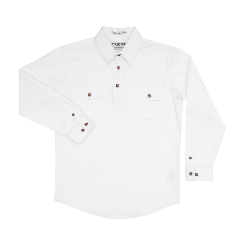 Just Country Boys Lachlan Shirt | Half Button | White