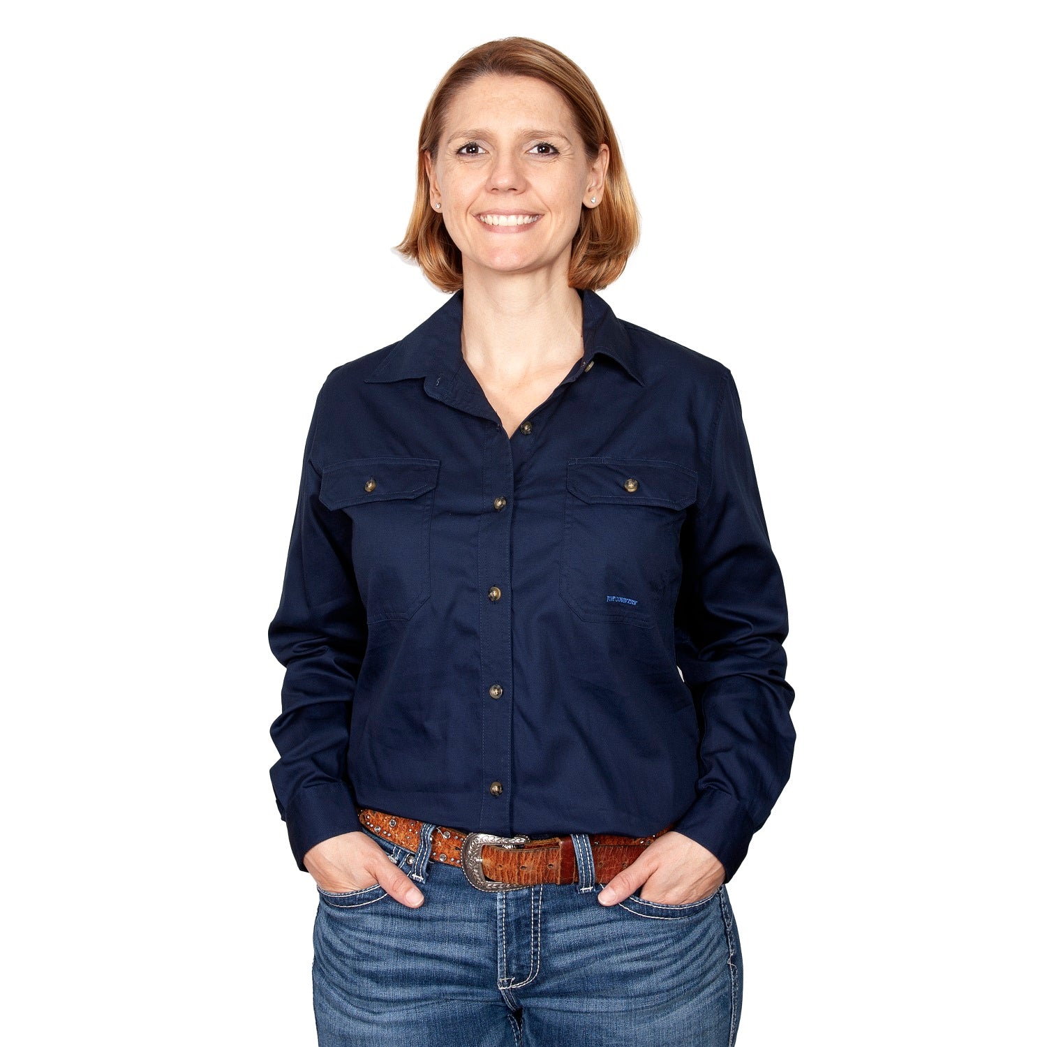 Just Country Womens Brooke Shirt | Full Button | Navy
