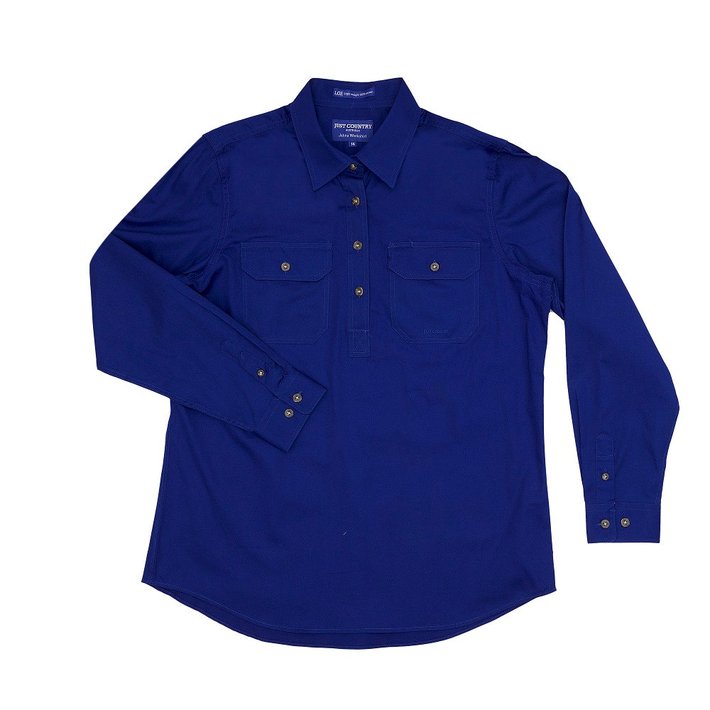 Just Country Womens Jahna Shirt | Half Button | Cobalt