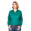 Just Country Womens Jahna Shirt | Half Button | Dark Green