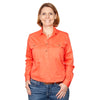 Just Country Womens Jahna Shirt | Half Button | Hot Coral