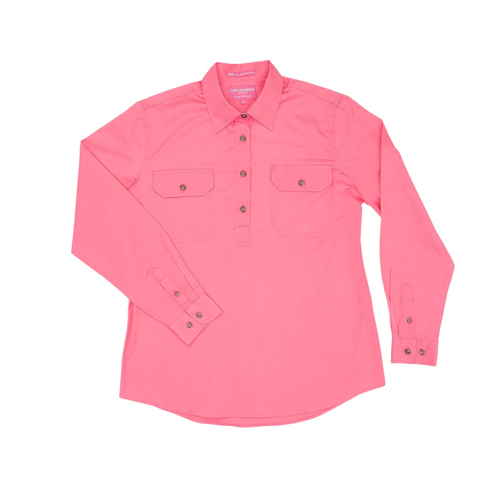 Just Country Womens Jahna Shirt | Half Button | Rose
