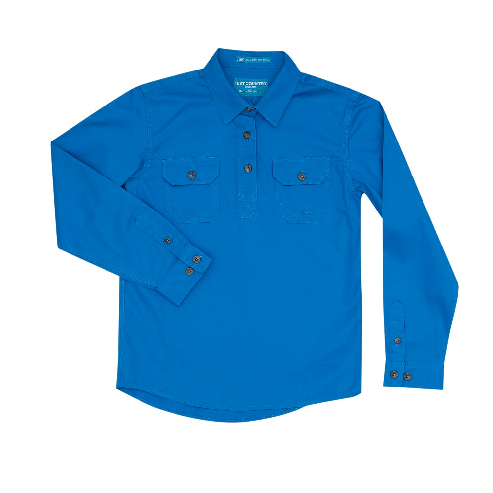 Just Country Girls Kenzie Shirt | Half Button | Blue Jewel