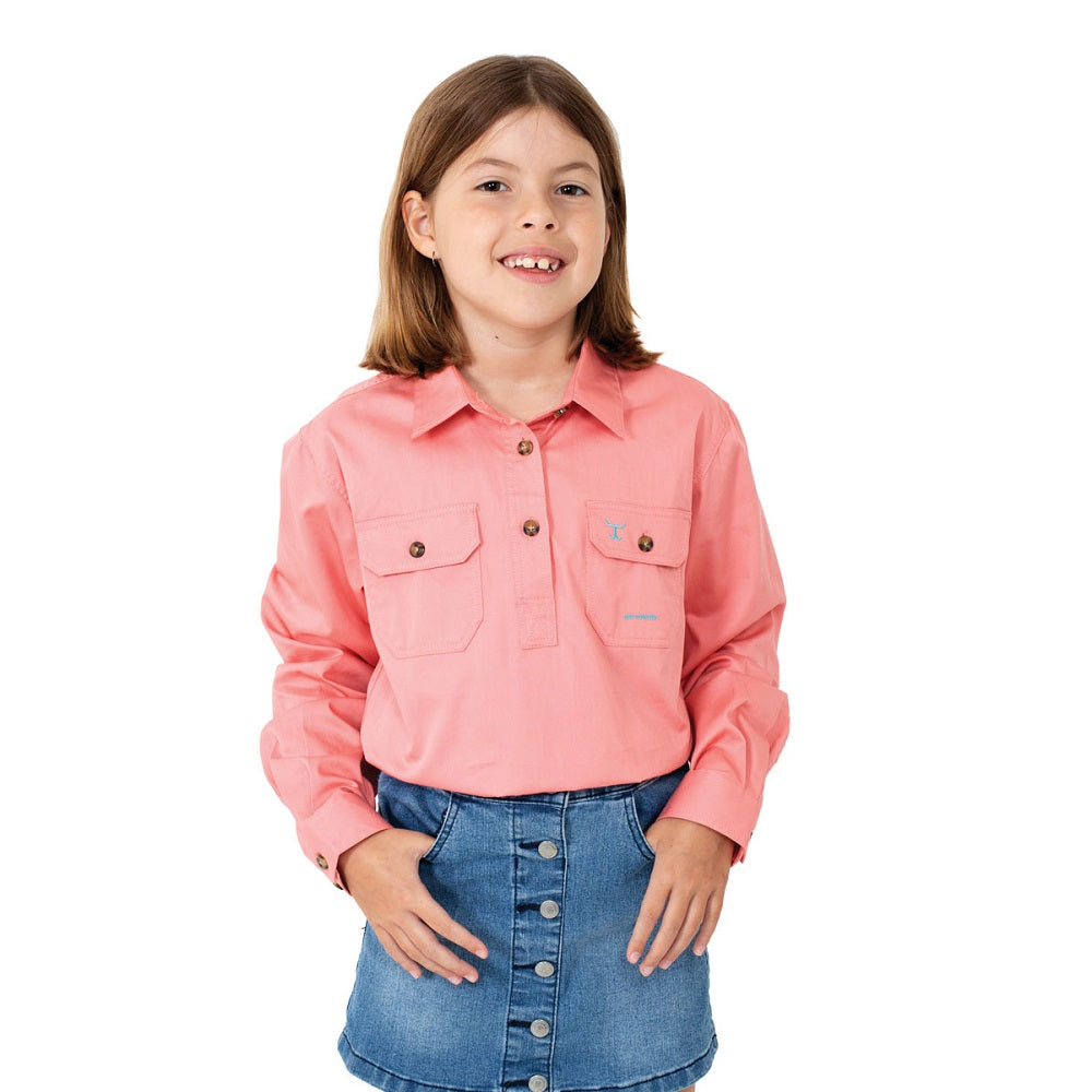 Just Country Girls Kenize Shirt | Half Button | Blush