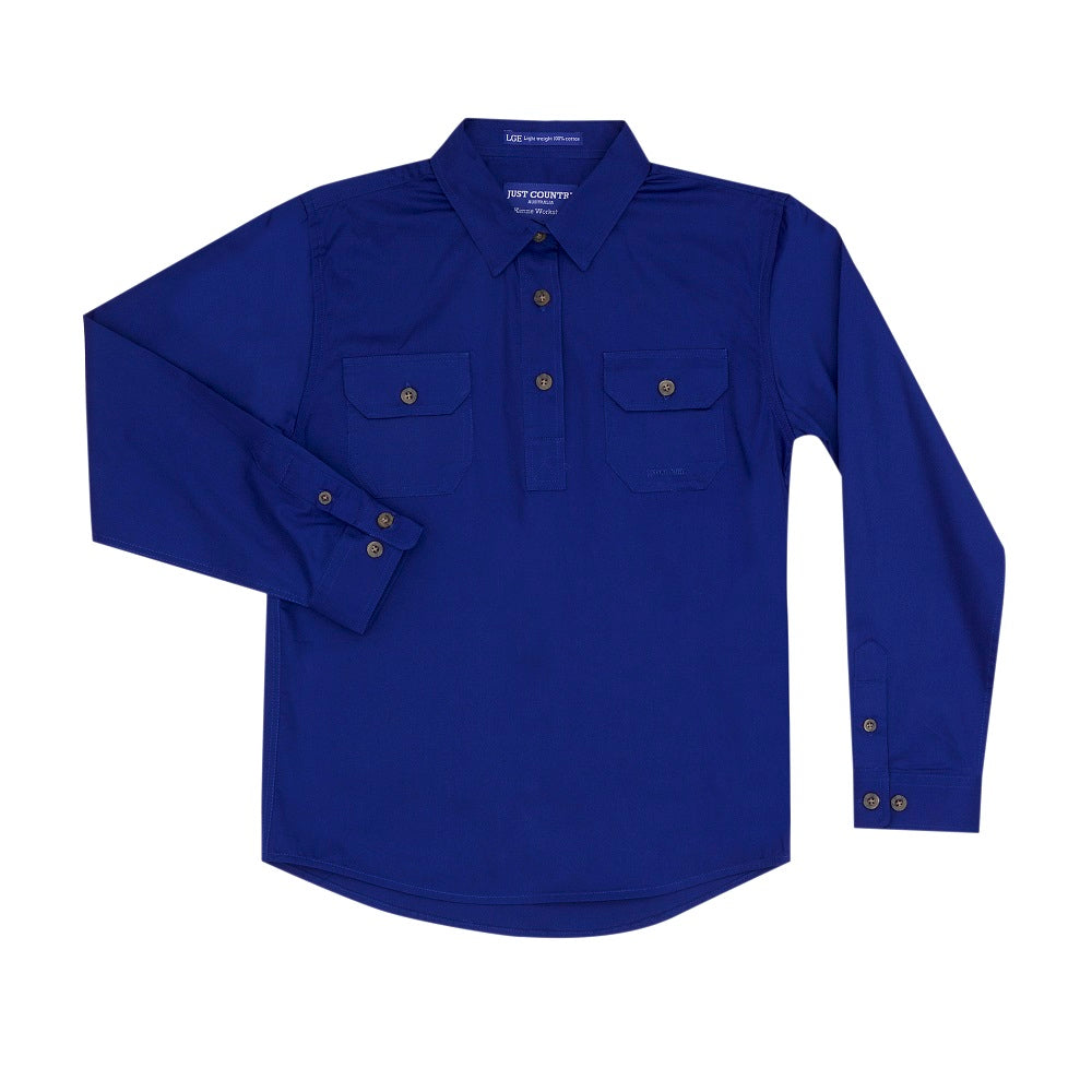 Just Country Girls Kenzie Shirt | Half Button | Cobalt