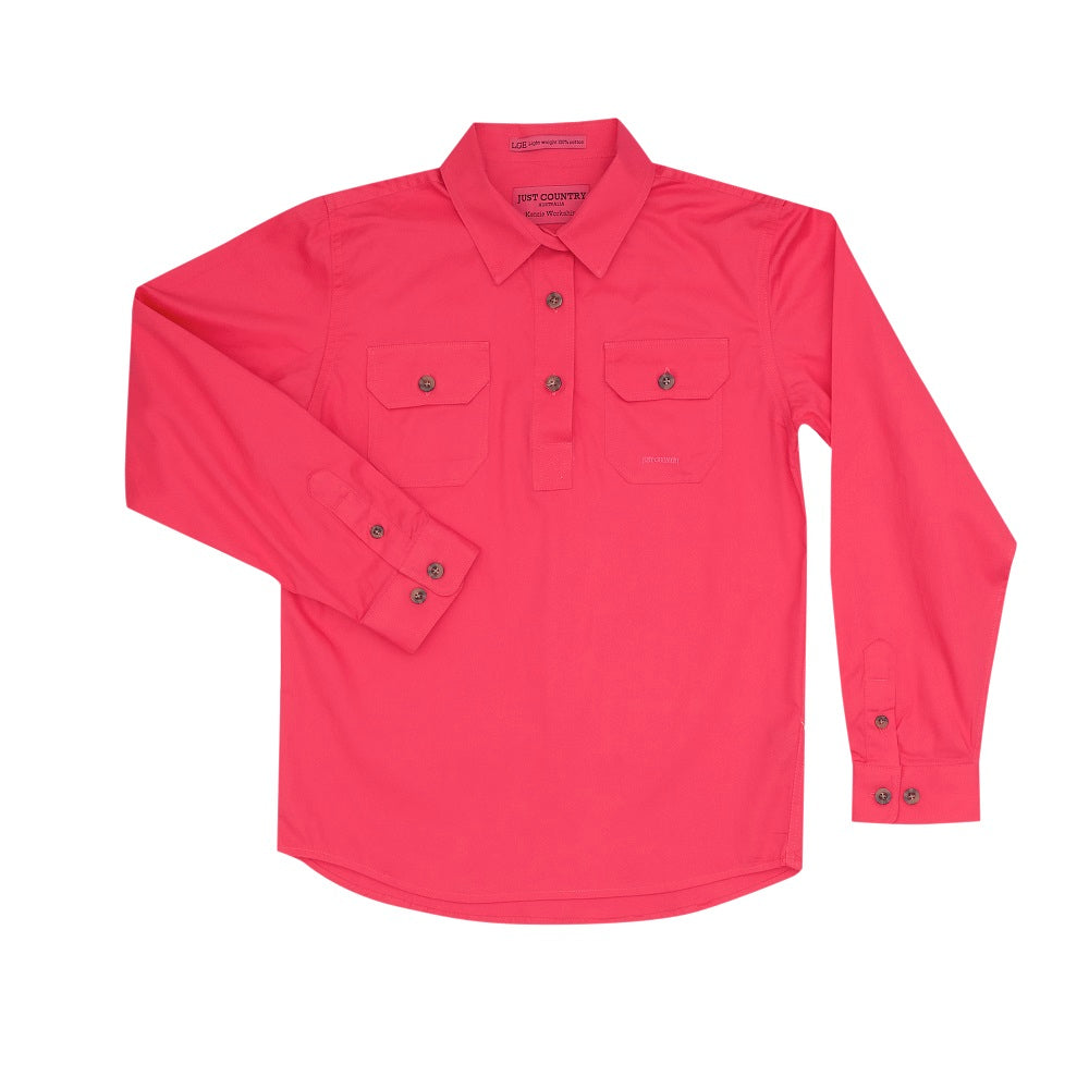Just Country Girls Kenzie Shirt | Half Button | Hot Pink