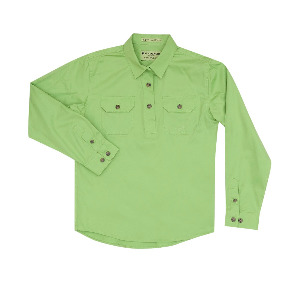 Just Country Girls Kenzie Shirt | Half Button | Lime Green