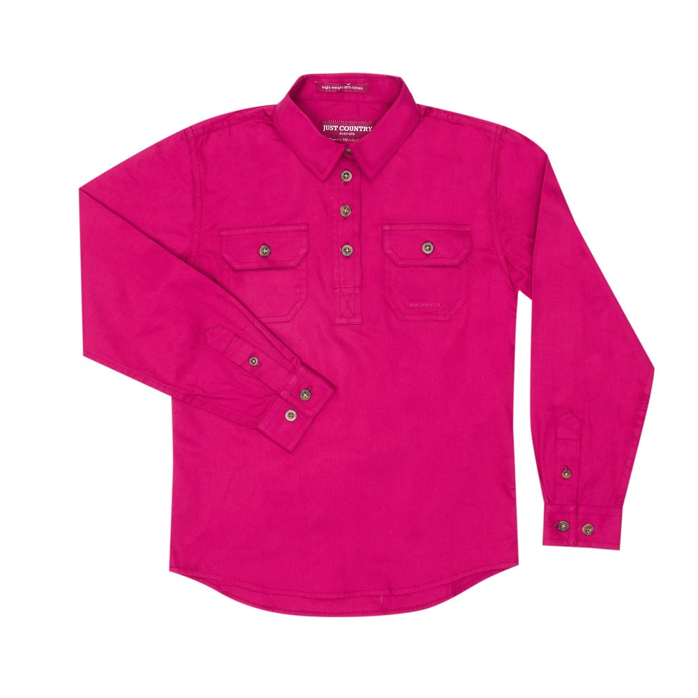 Just Country Girls Kenzie Shirt | Half Button | Magenta