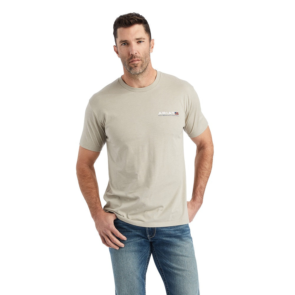 Ariat Mens Horizontal T-Shirt | Khaki / Heather
