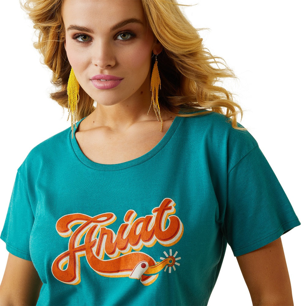 Ariat Womens Spur Script T-Shirt | Teal Green / Heather