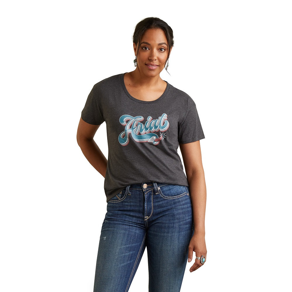 Ariat Womens Spur Script T-Shirt | Charcoal / Heather