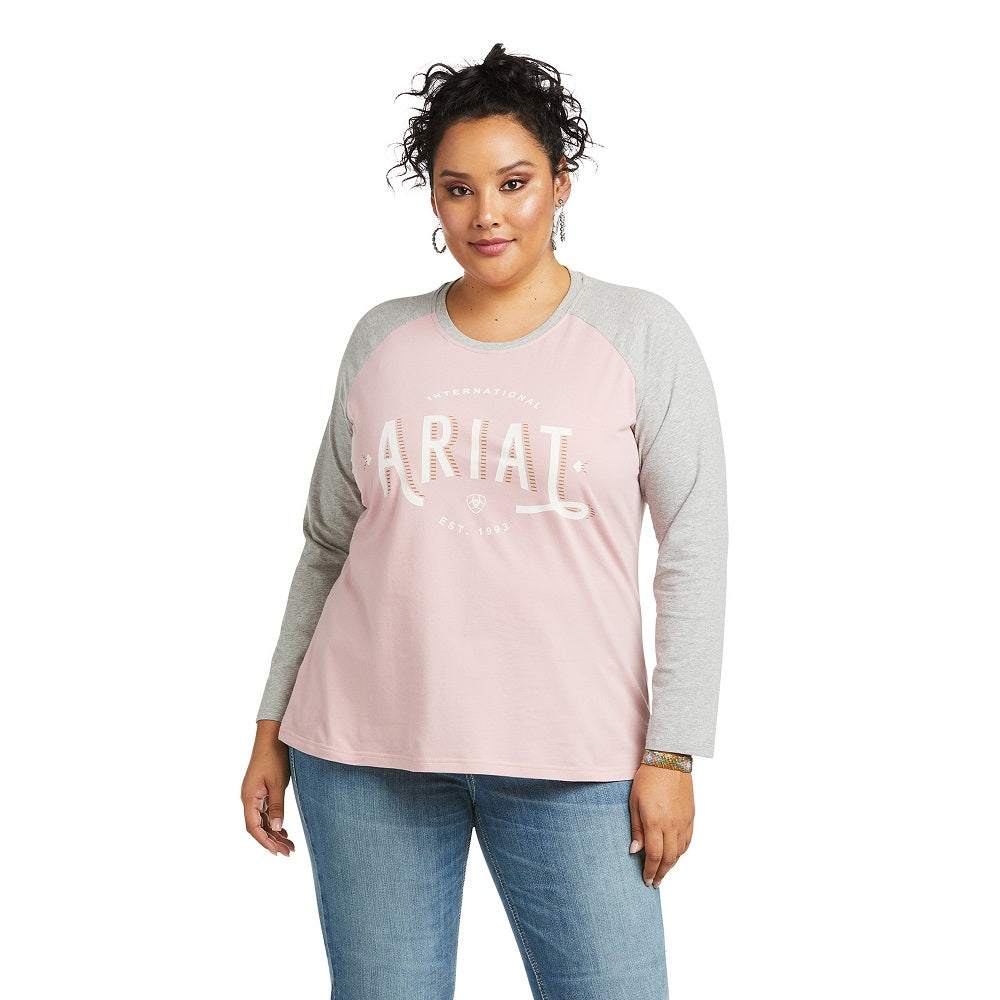 Ariat Womens Real Loop Baseball T-Shirt Zephry / Grey