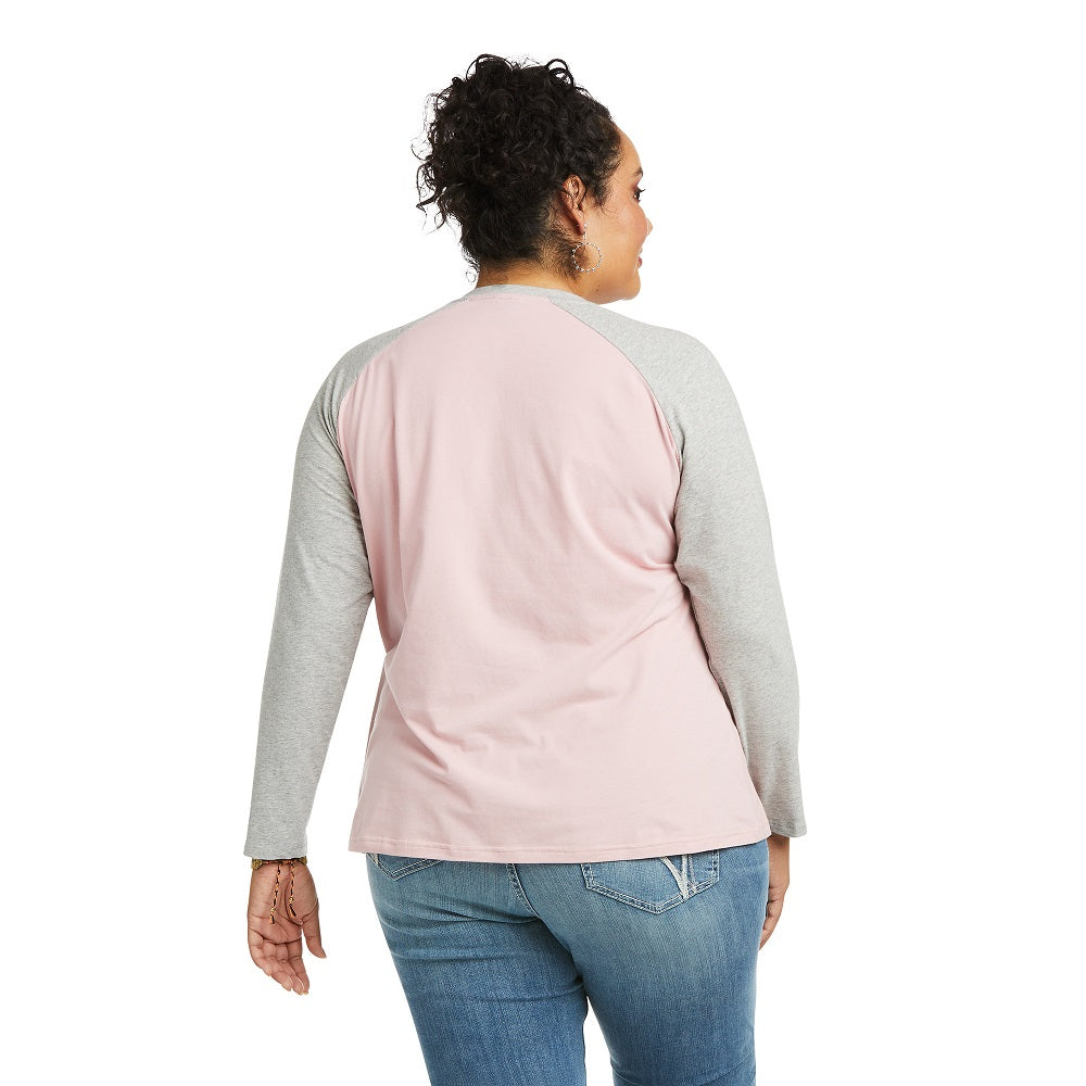 Ariat Womens Real Loop Baseball T-Shirt Zephry / Grey