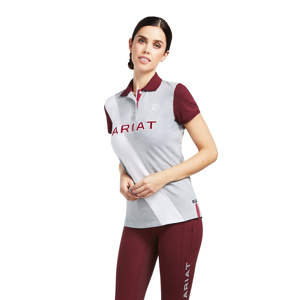 Ariat Womens Taryn Polo Heather Grey / Zinfandel