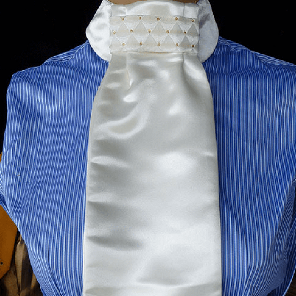 Peter Williams Cream Satin Stock Tie | Gold Pattern