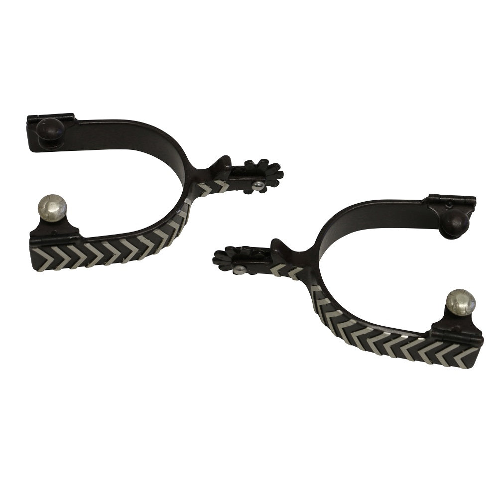 Fort Worth Black Steel Spurs | Arrow Pattern German Silver