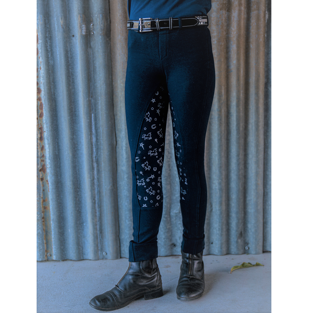 Peter Williams Childrens Pull-On Jodhpurs Mystical Gel Seat Navy