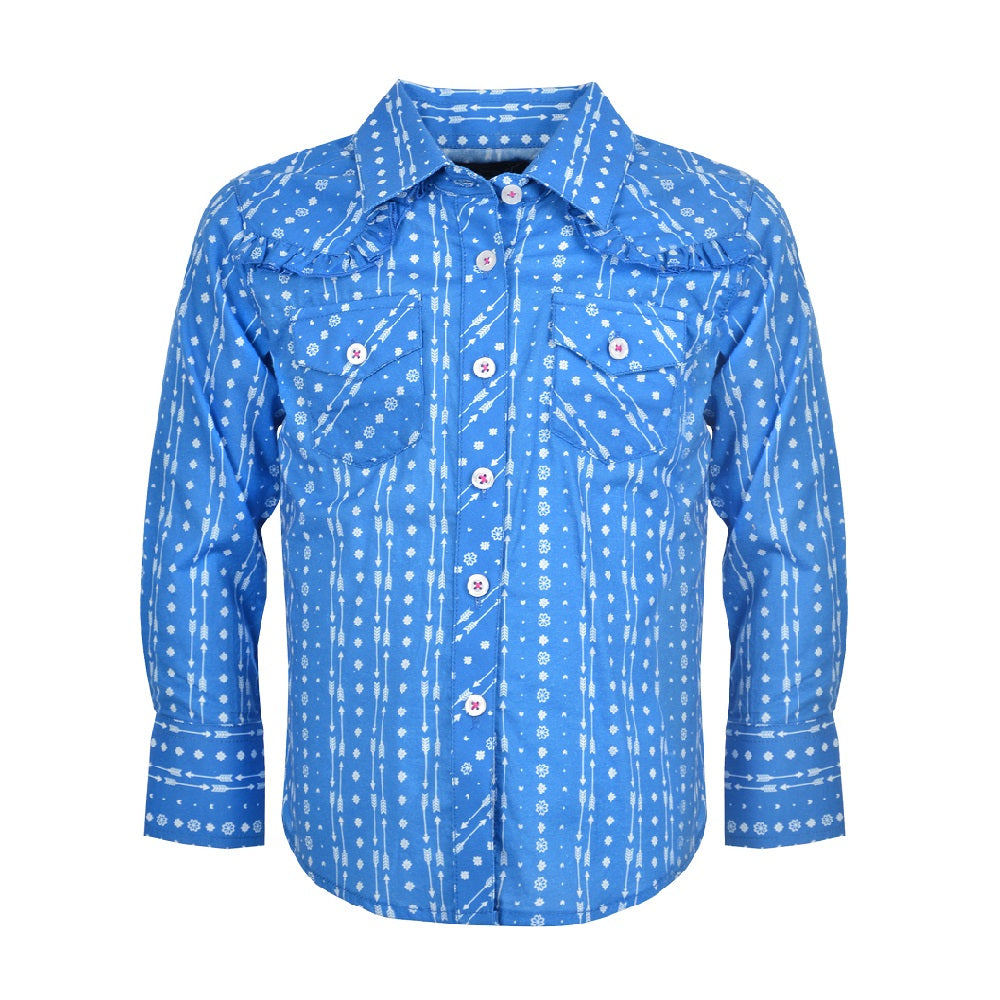 Pure Western Girls Cheyenne Print Western Shirt | Blue