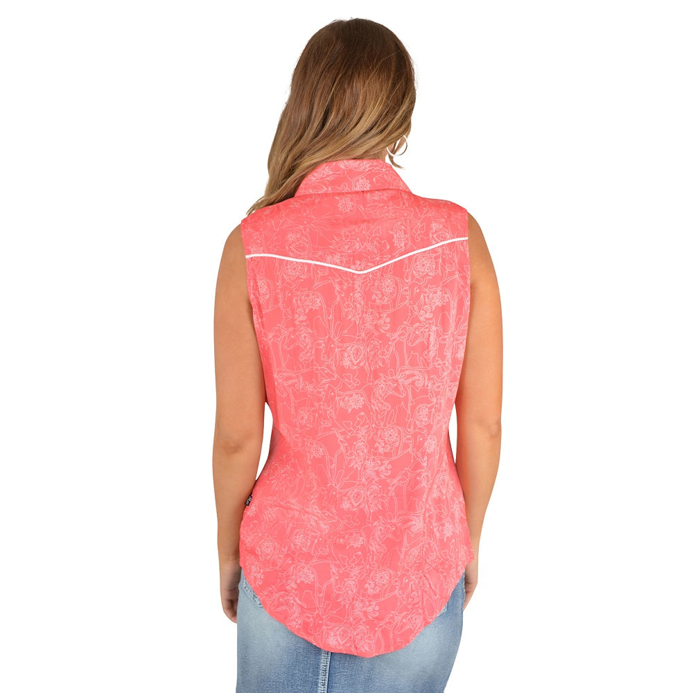 Pure Western Womens Hadley Shirt Coral