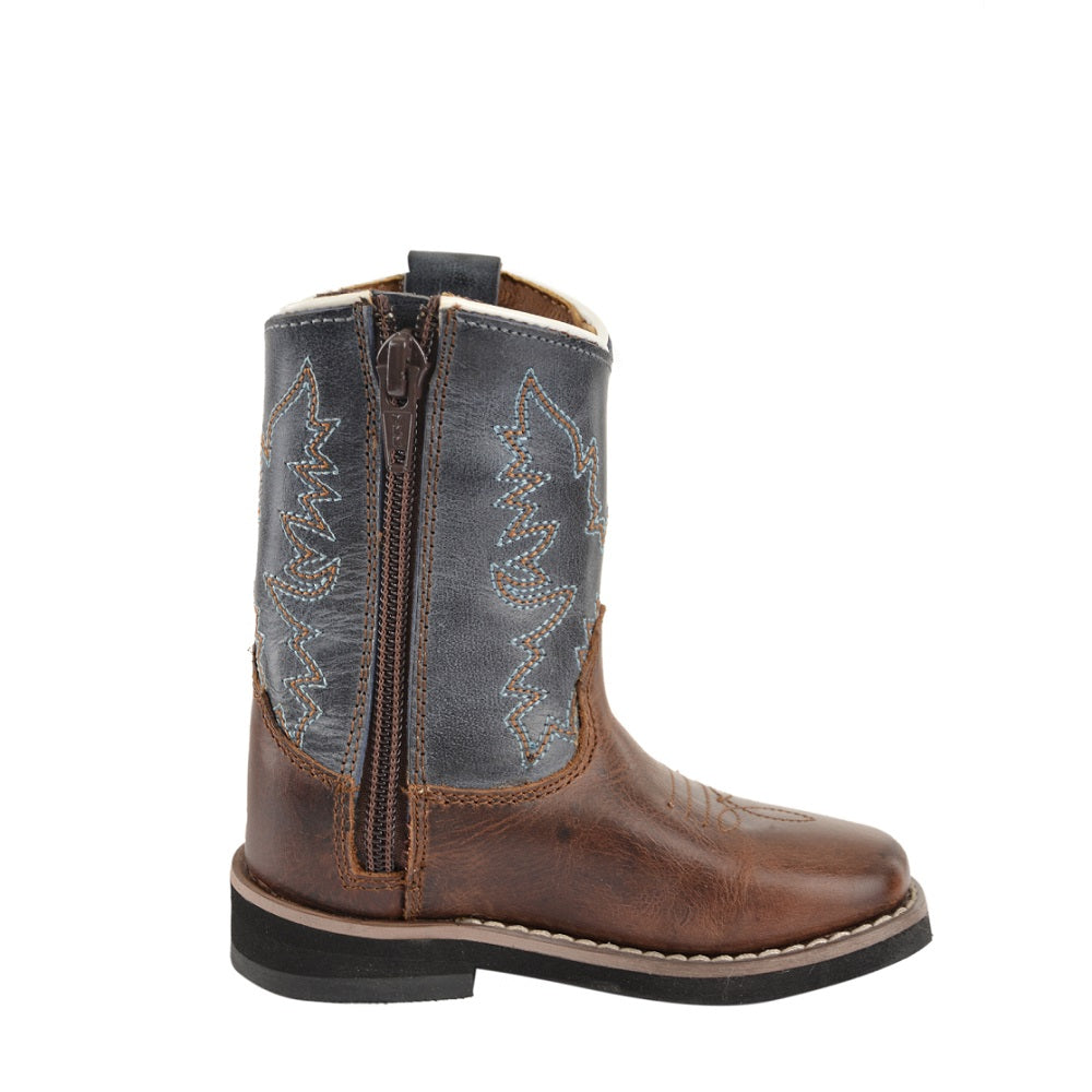 Pure Western Toddler Nash Boot Dark Brown / Navy