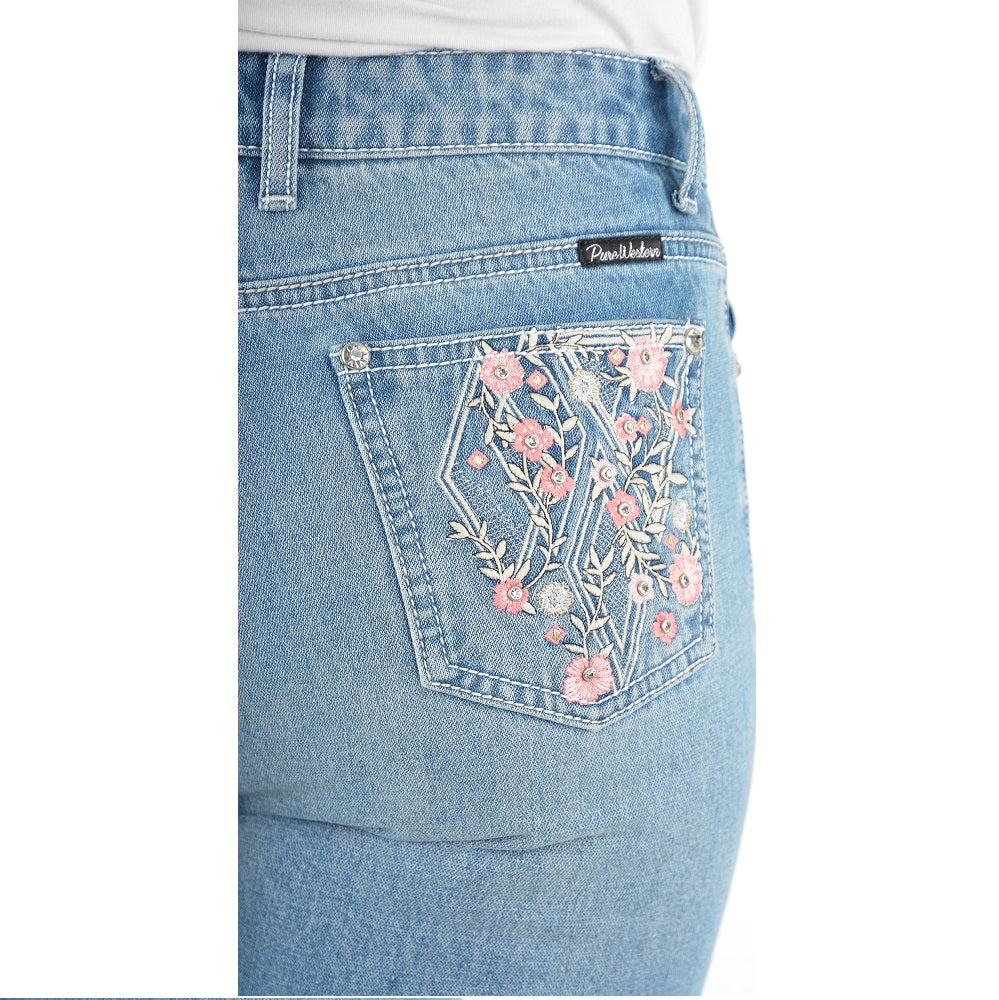 Pure Western Womens Jean | Flora Hi Rise Boot Cut | Faded Blue