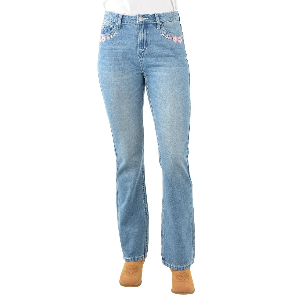 Pure Western Womens Jean | Flora Hi Rise Boot Cut | Faded Blue