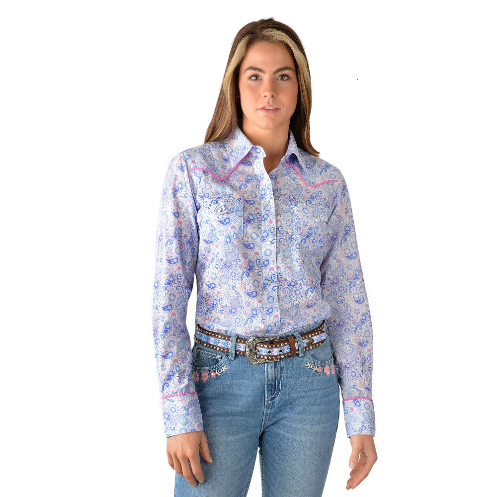 Pure Western Womens Shirt | Willow | White / Multi Coloured