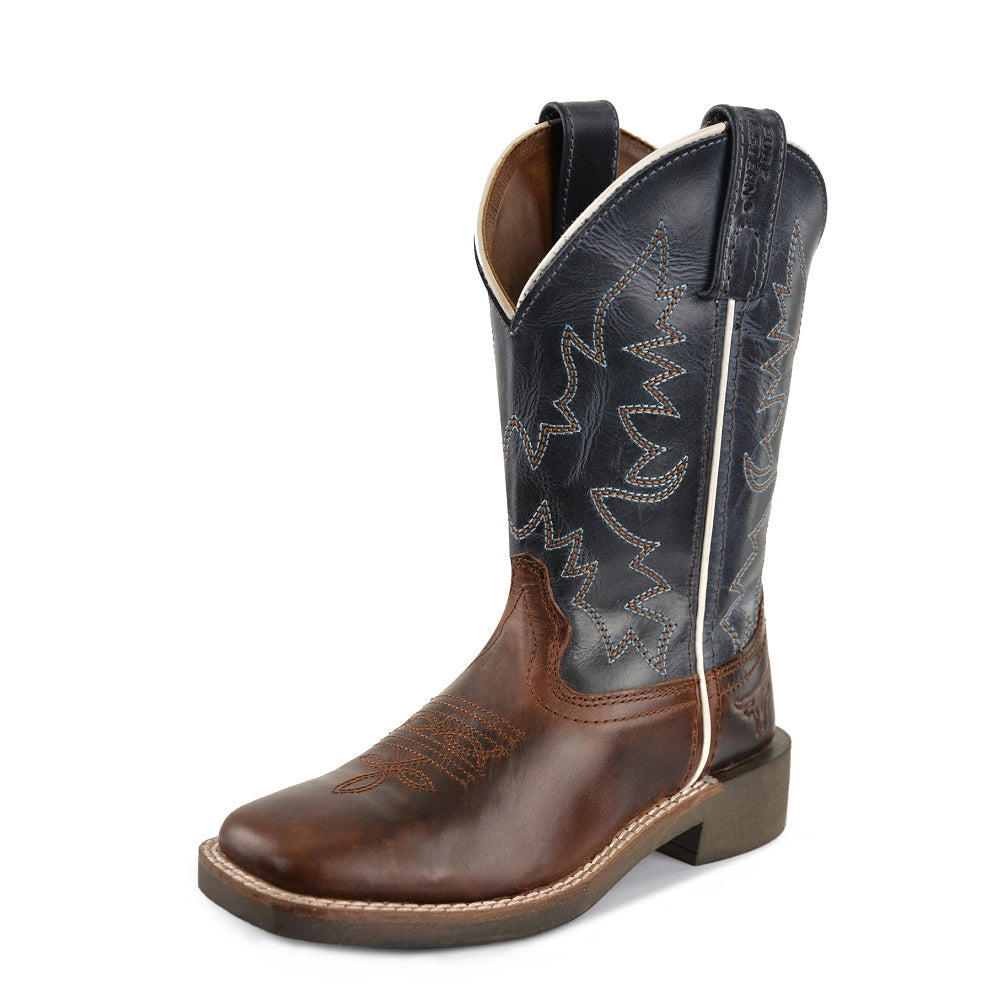 Pure Western Childrens Nash Boot Dark Brown / Navy