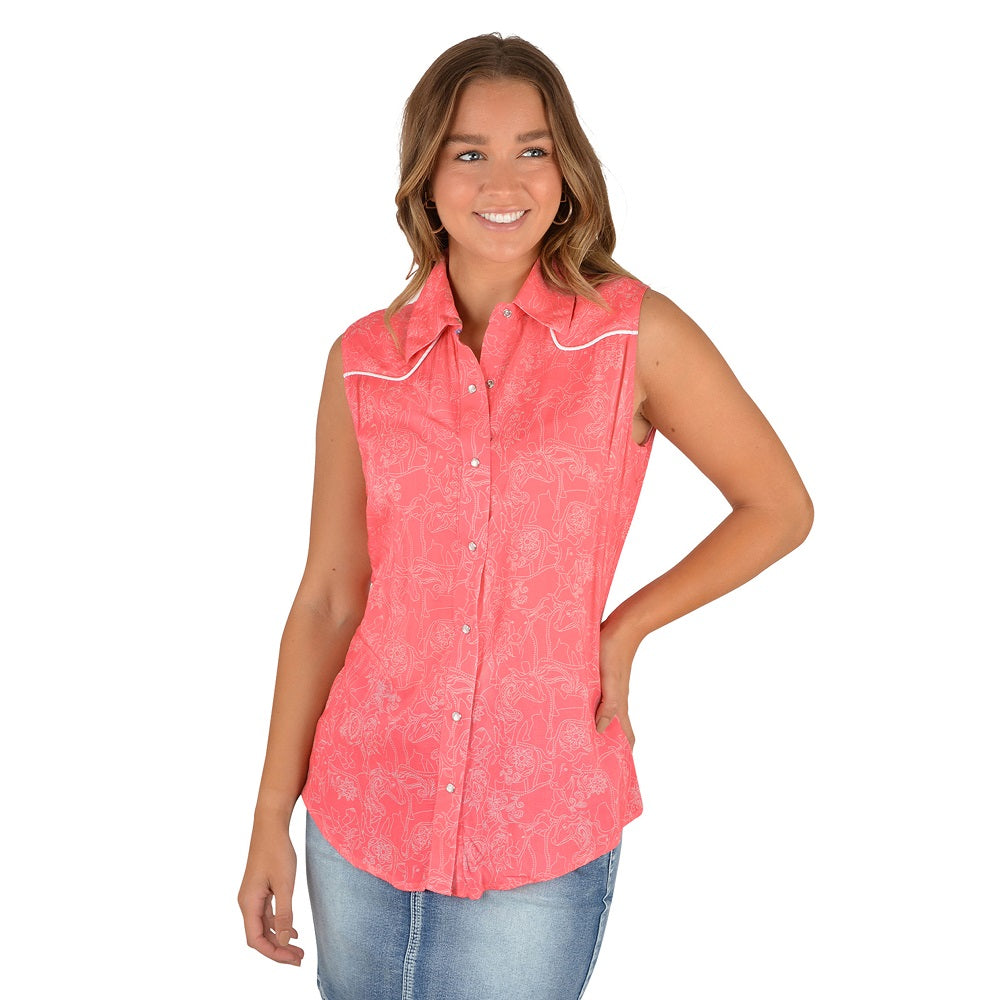 Pure Western Womens Hadley Shirt Coral