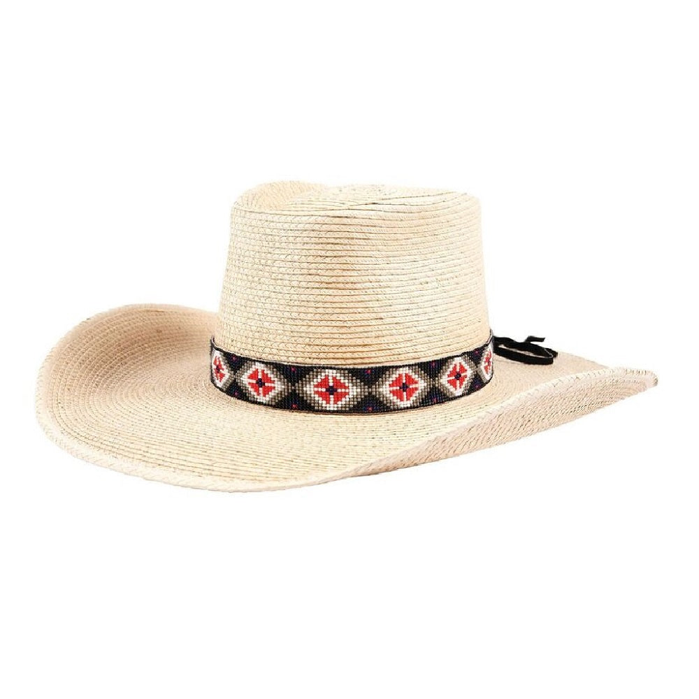 Sunbody Beaded Hat Band in turquoise base with diamond shapes