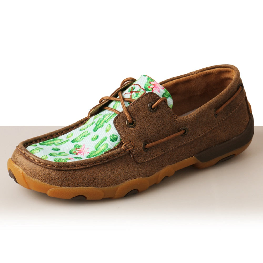 Twisted X Womens Lace Up Driving Moc Brown / Cactus Multi