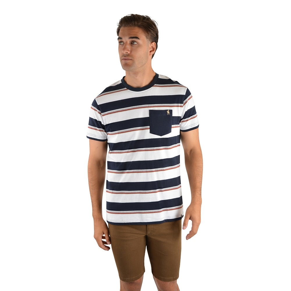Thomas Cook Mns Kennedy Stripe Tee | White / Navy
