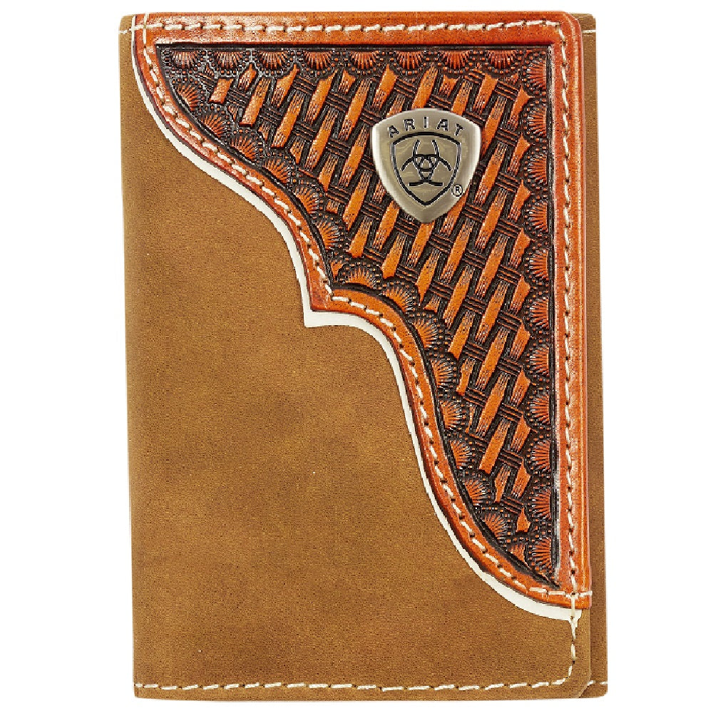 Ariat Tri-Fold Wallet | Basket weave Overlay