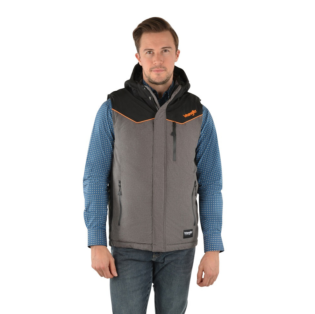 Wrangler Mens Vest | Jamie | Charcoal Marle / Coffee