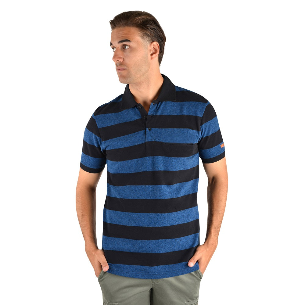 Wrangler Mens Grant Polo Black / Royal