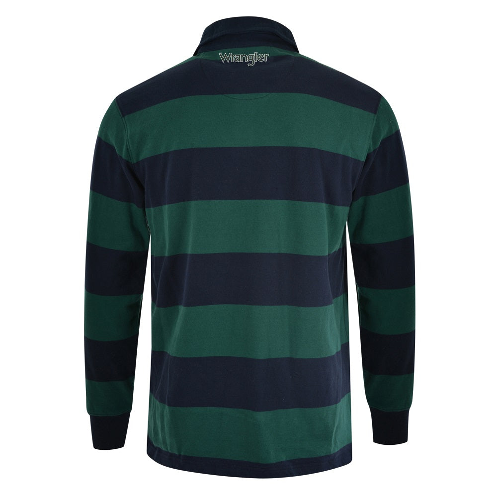 Wrangler Mens Howard Stripe Rugby | Green / Navy