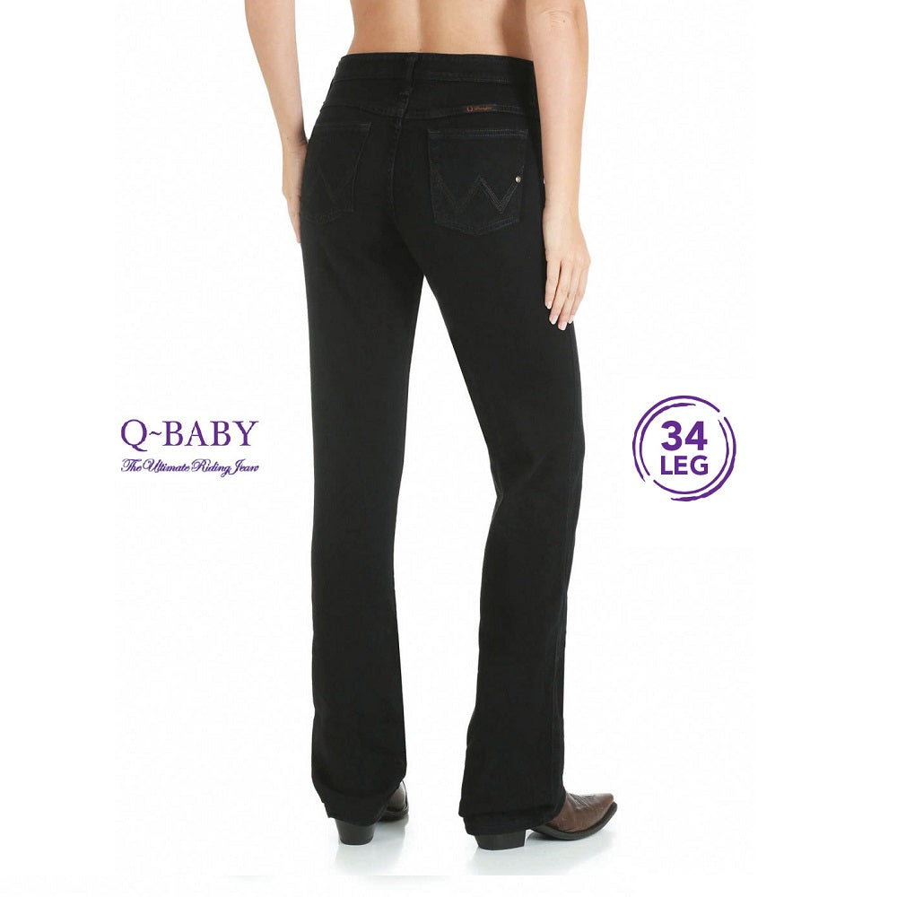 Wrangler Womens Jeans | Q-Baby Mid Rise Boot Cut Black Magic | 34 Leg