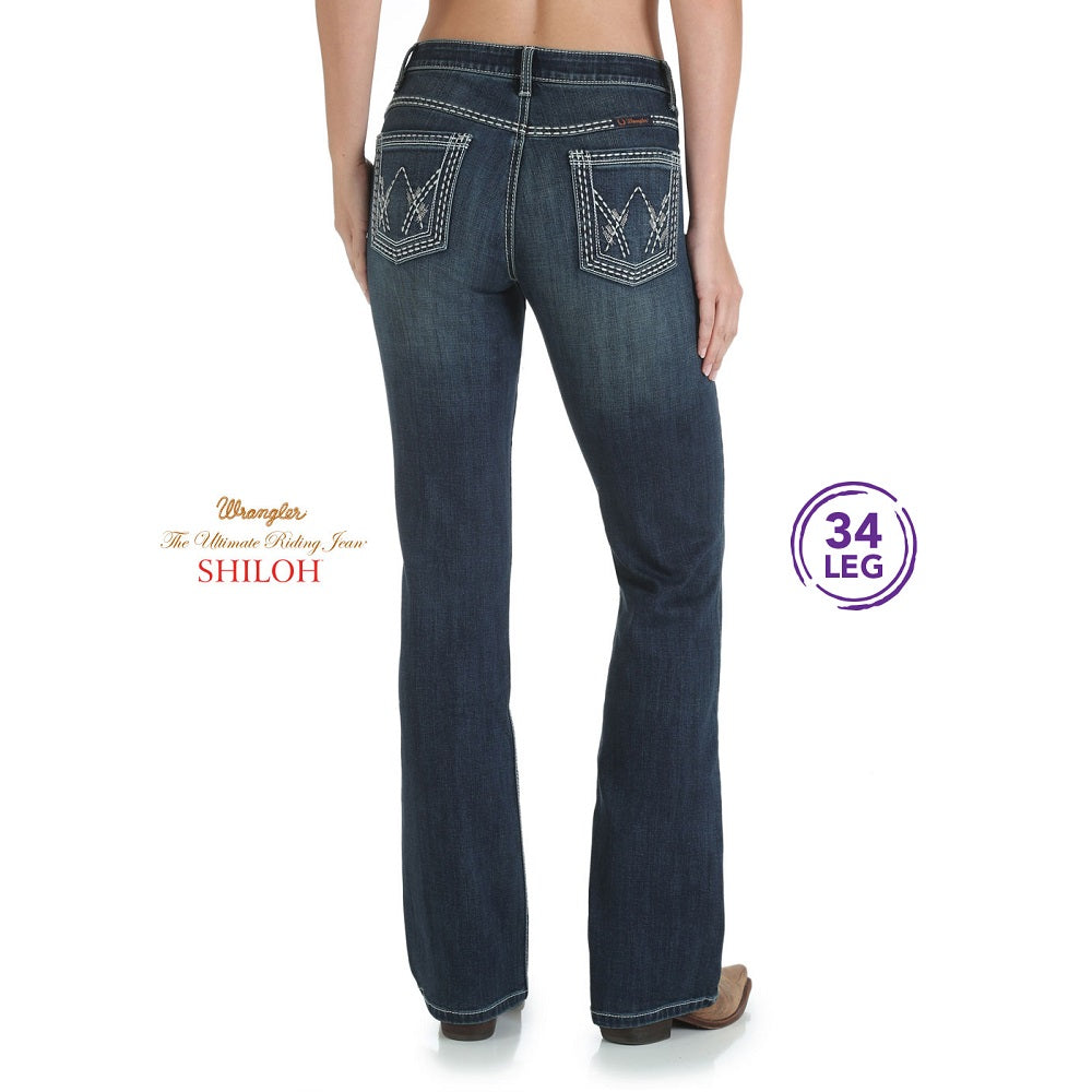 Wrangler Womens Jeans | Shiloh Ultimate Riding | Bootcut Mid Rise Indigo | 34 Leg